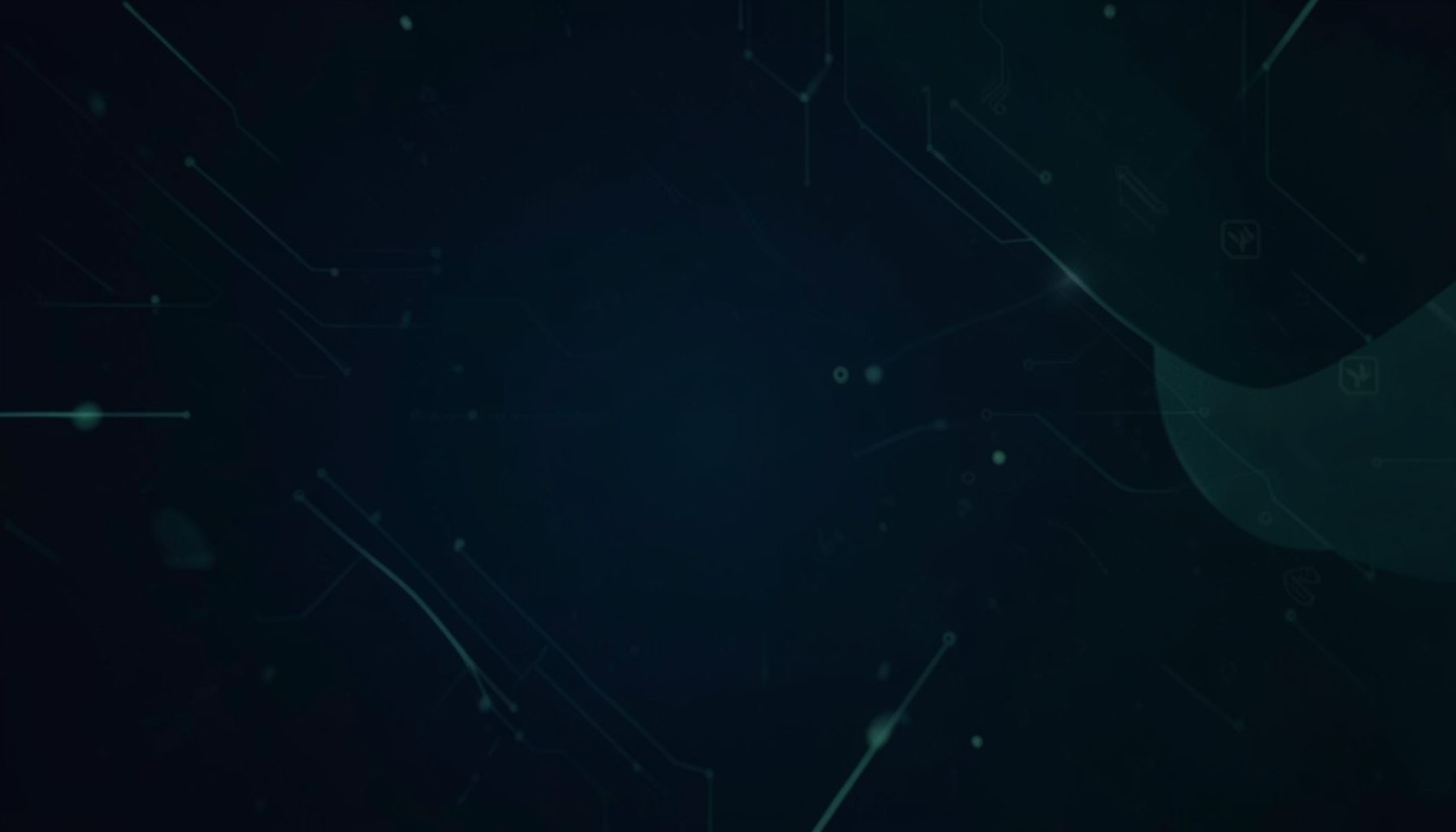 A dark digital-themed abstract with deep navy and muted green tones, suggesting cybersecurity myths and facts