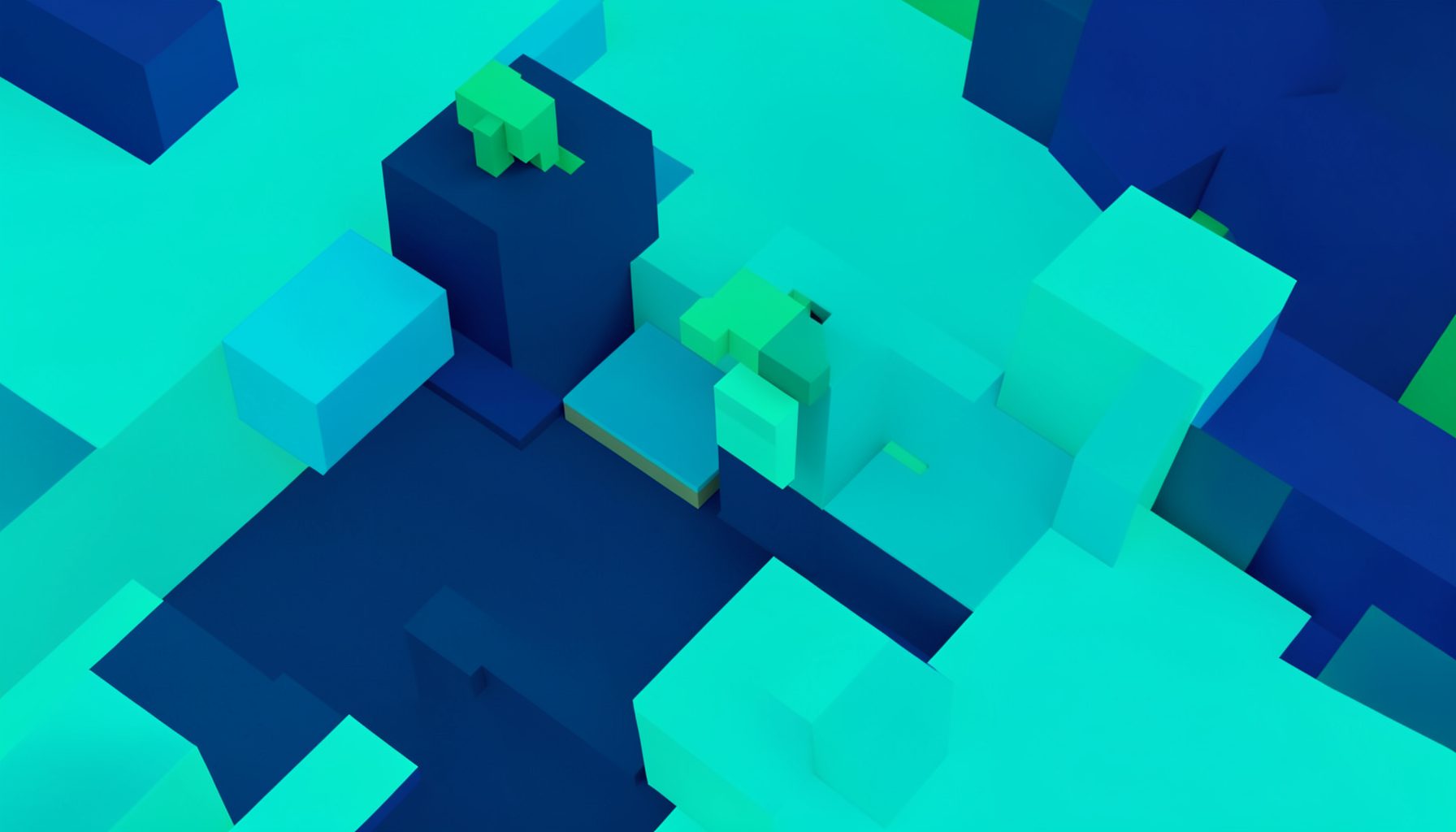 A vibrant teal and dark blue abstract backdrop with block-like game shapes, suggesting the Roblox gaming platform and youth safety