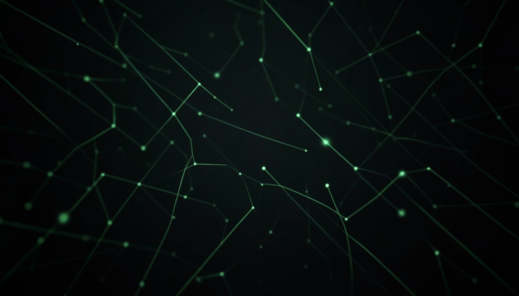 Dark abstract background with subtle green digital grid lines and soft glowing nodes, conveying a calm cybersecurity mood